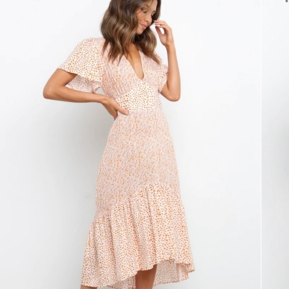 Petal & Pup Dresses Petal And Pup Orange And White Floral Midi